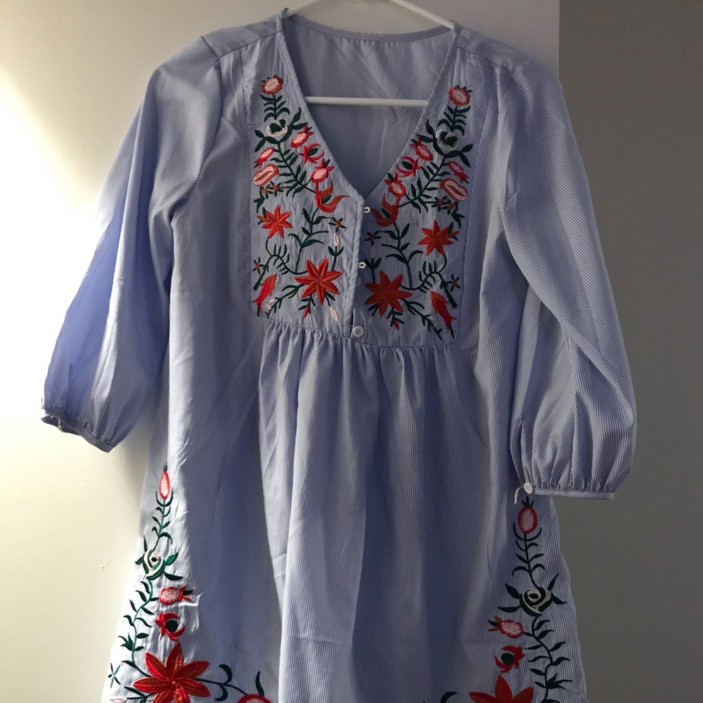 Blue striped dress size small